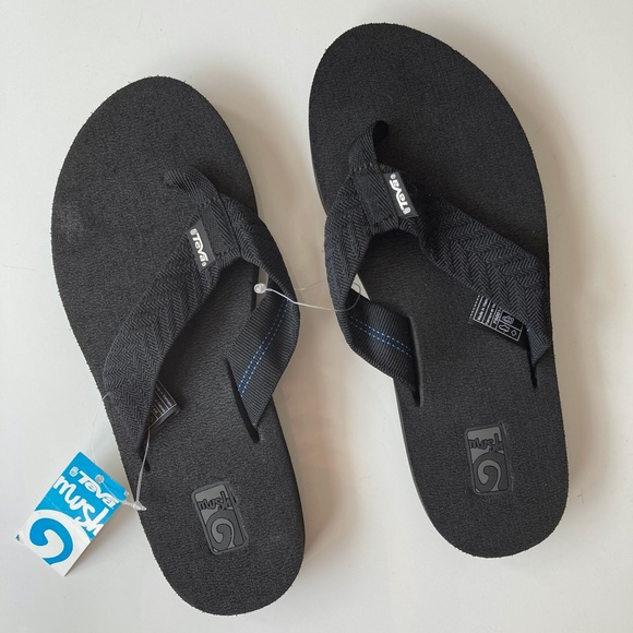 🆕 Teva Mush Flip Flop Slippers, Black, Size 6, Brand New - Picture 2 of 4